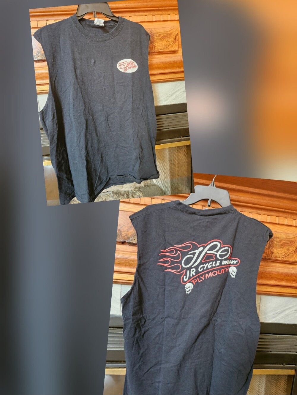 Black Sleeveless Logo Tee -JR Cycle Works Plymouth Mi. Size XL. Vintage.